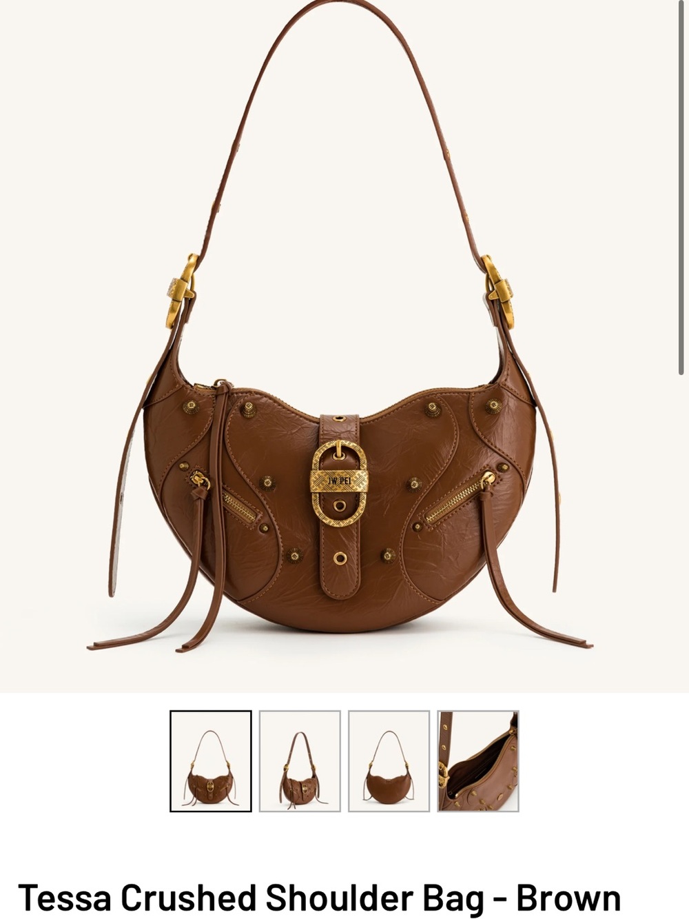 Tessa Crushed Shoulder Bag - Brown